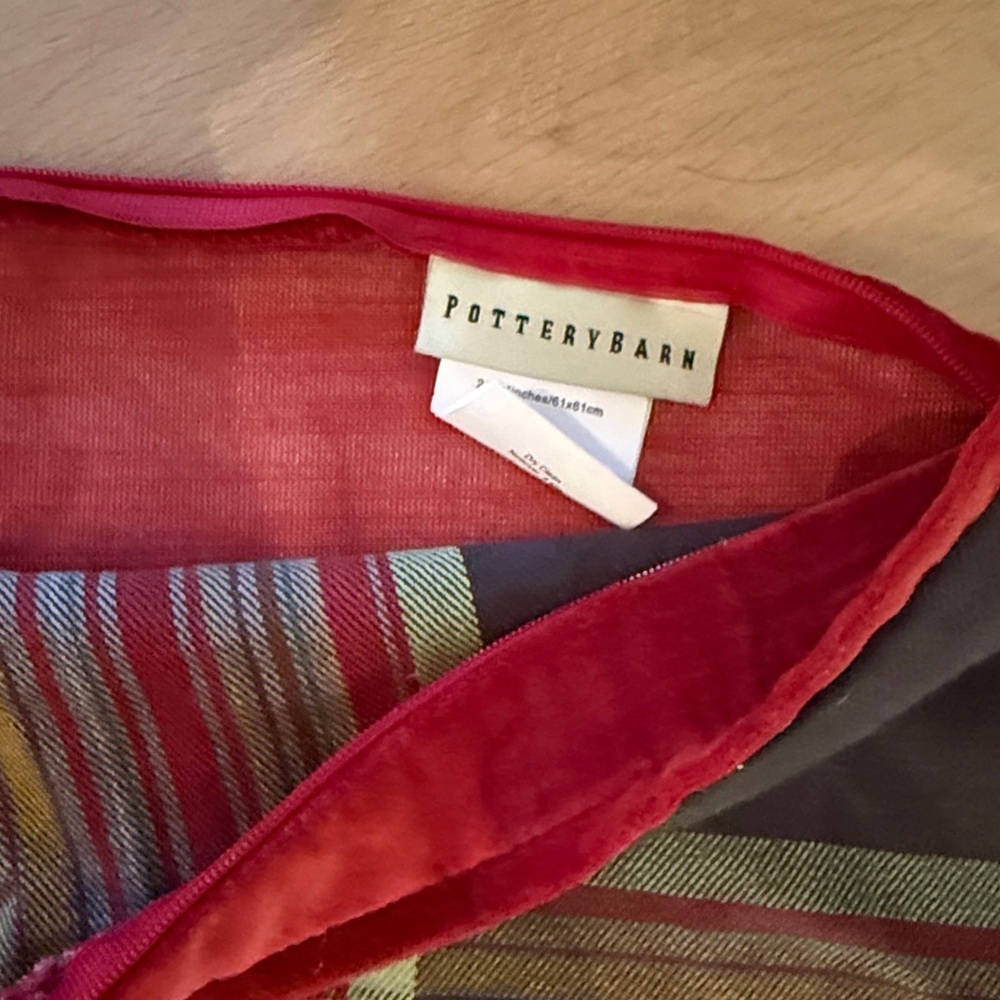 Pottery Barn Red and Brown Plaid Holiday Pillow cover 24x24 - Picture 2 of 3